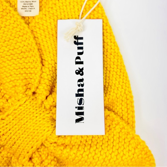 NWT MISHA&PUFF Adult Women Scarf 100% Merino Wool Knit Neck Warmer Yellow (g41) - Picture 9 of 12